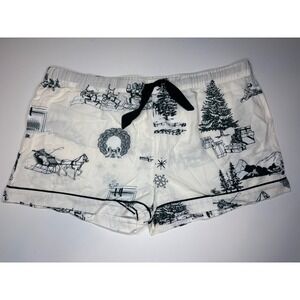 Katie Kime Sleep Shorts 3XL Black White Toile Christmas Holiday Lounge NWOT